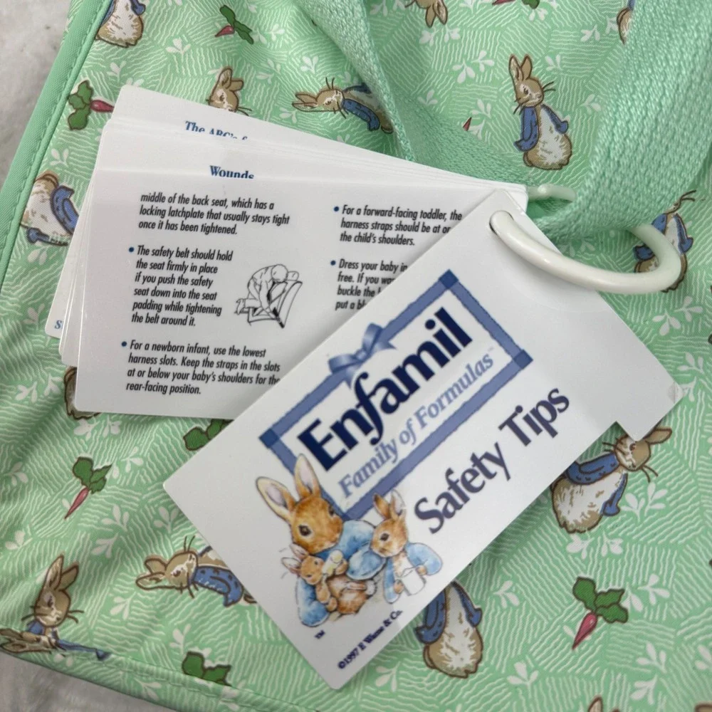 Vintage 1997 Enfamil Peter Rabbit Insulated Bag Green Beatrix Potter Tag